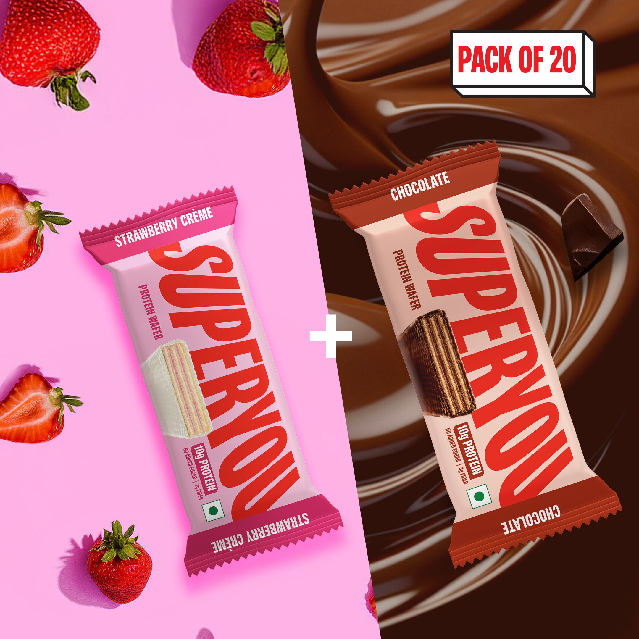 Strawberry Crème & Chocolate Combo — Pack of 10 each