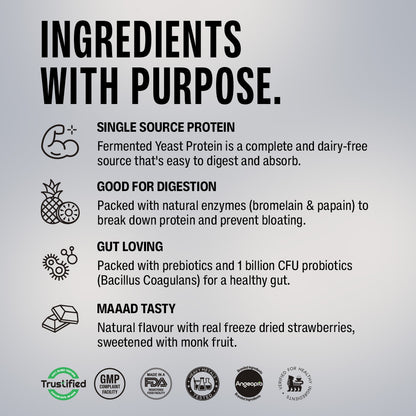 Strawberry Fermented Yeast Protein - 500g Jar