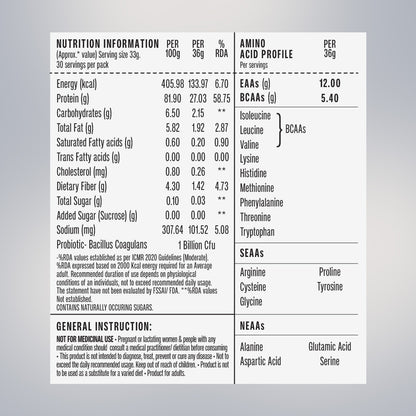 Unflavoured Fermented Yeast Protein - 1Kg Jar