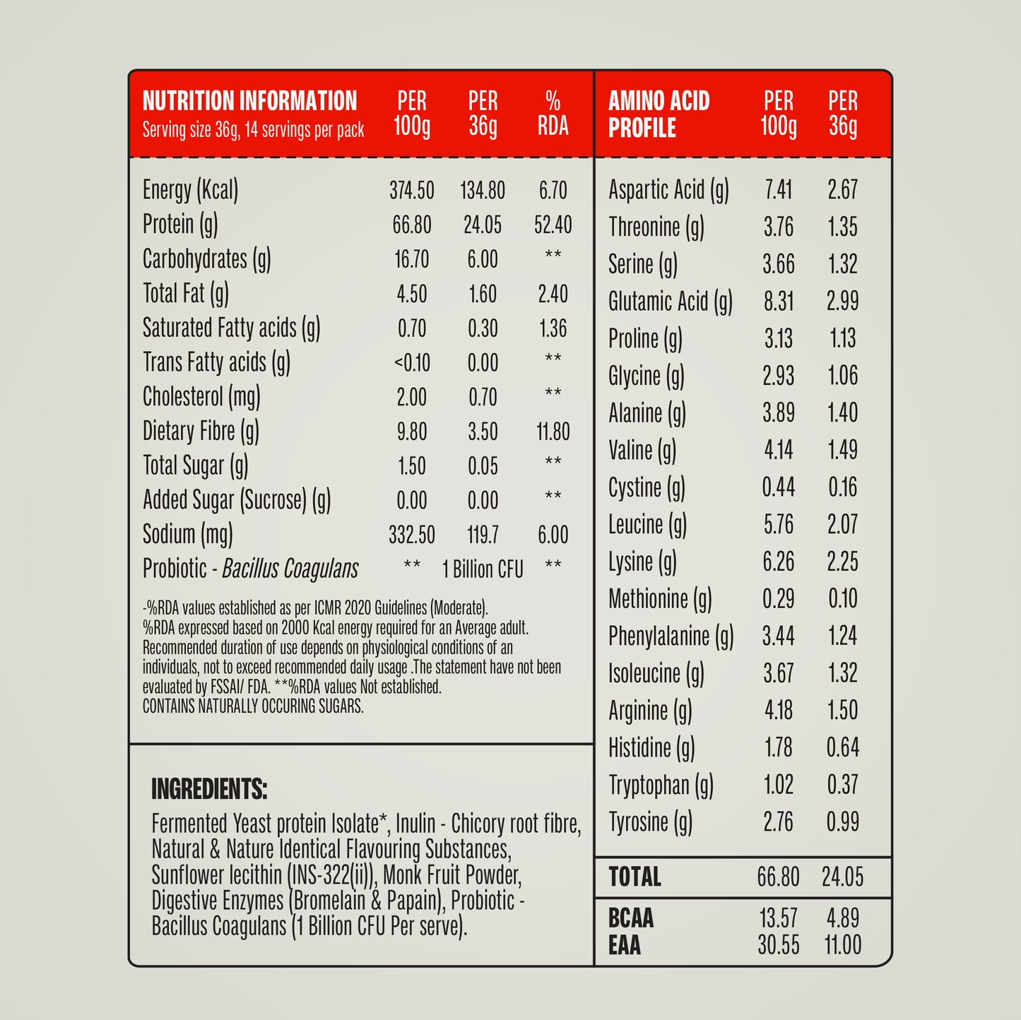 Vanilla Fermented Yeast Protein - 500g