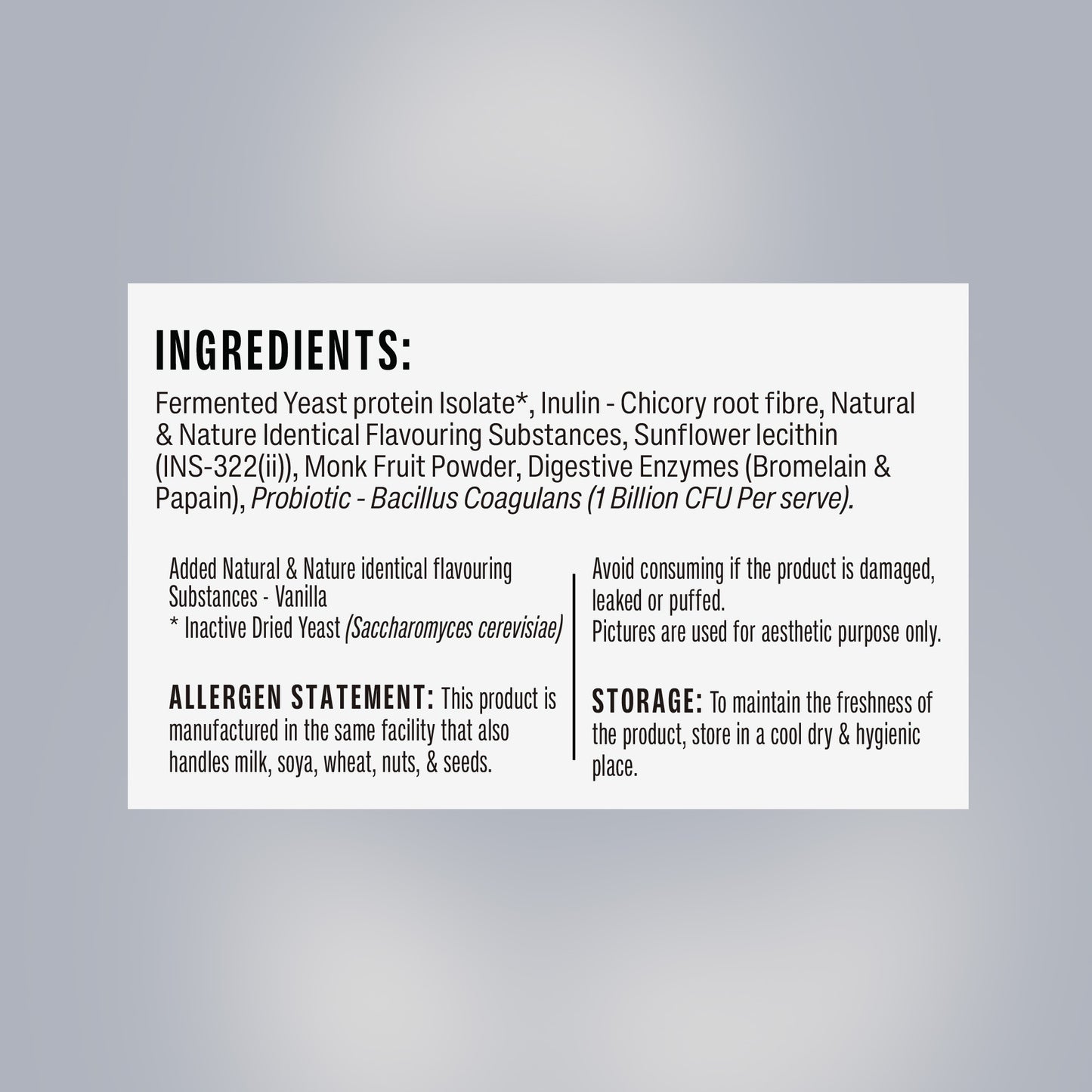 Vanilla Fermented Yeast Protein - 500g Jar